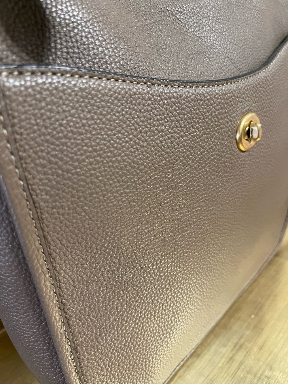 Coach Taupe Pebbled Leather Crossbody with Gold Hardware - Picture 3 of 14